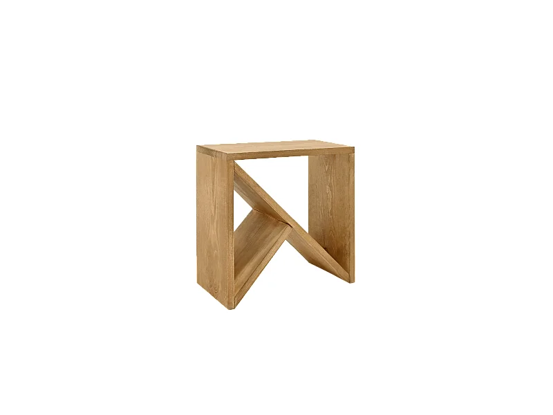 Comodino in legno massello in tono marrone chiaro 50x50cm - STOKE - DECOWOOD