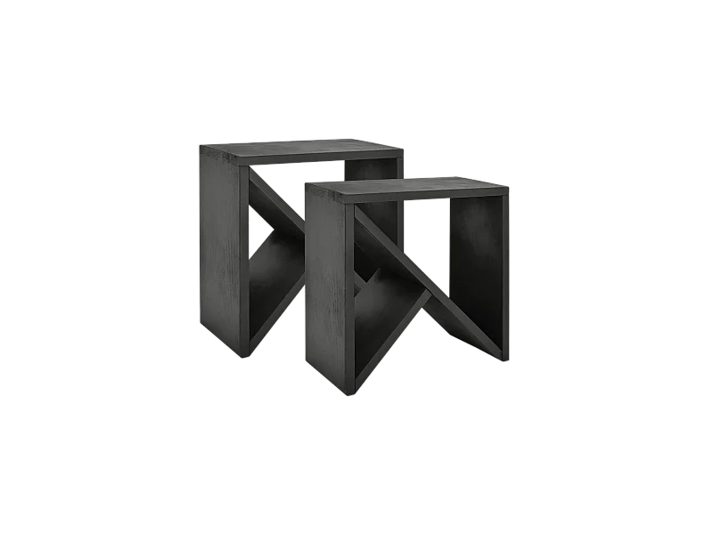 Pack 2 mesitas de madera maciza en tono negro de 50x50cm - STOKE - DECOWOOD