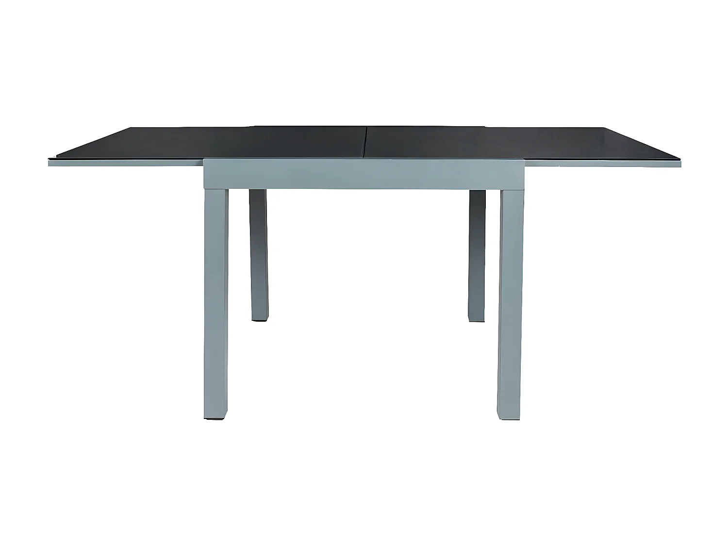 AYDEN - Table Allongeable de Jardin Grise en Métal Plateau Verre Trempé