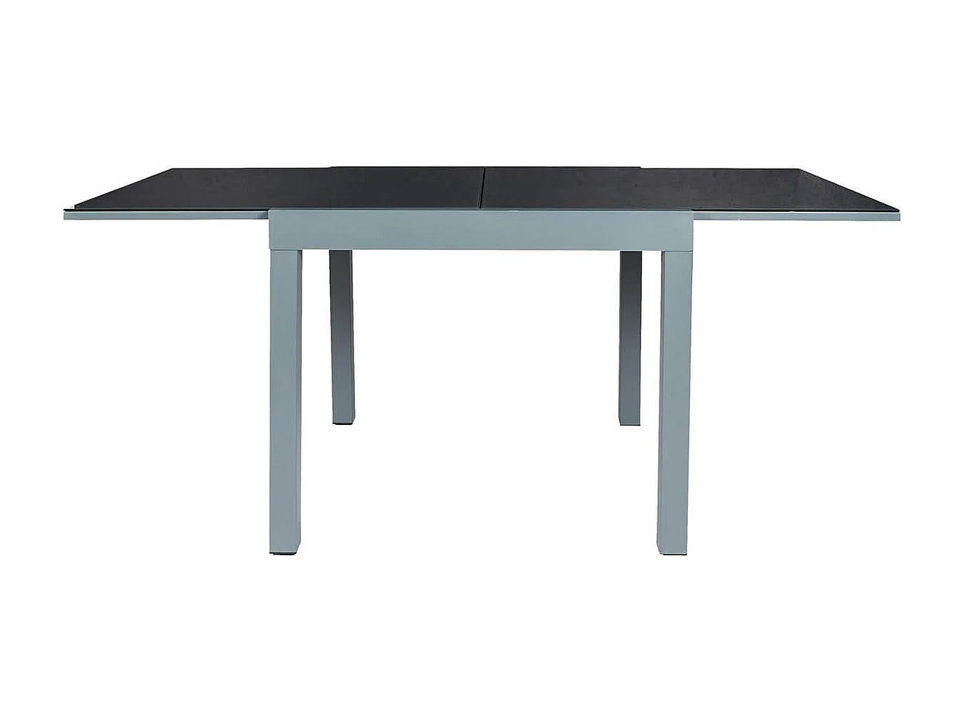 AYDEN - Table Allongeable de Jardin Grise en Métal Plateau Verre Trempé