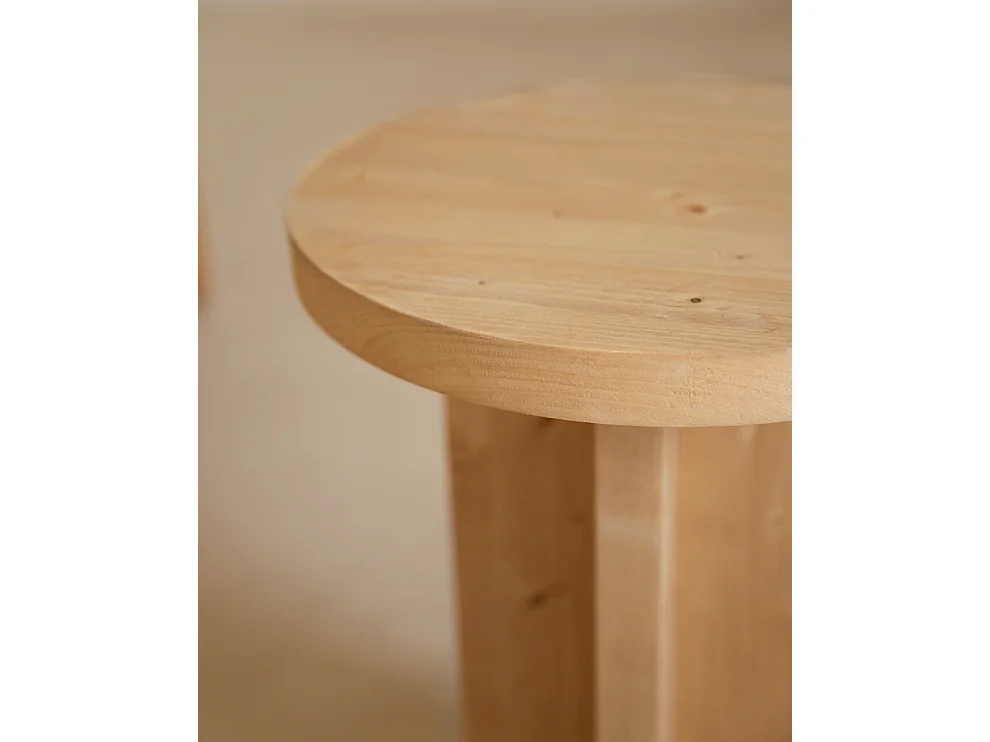 Sgabello rotondo in legno massello in tono marrone chiaro 35x45cm - TOKYO - DECOWOOD