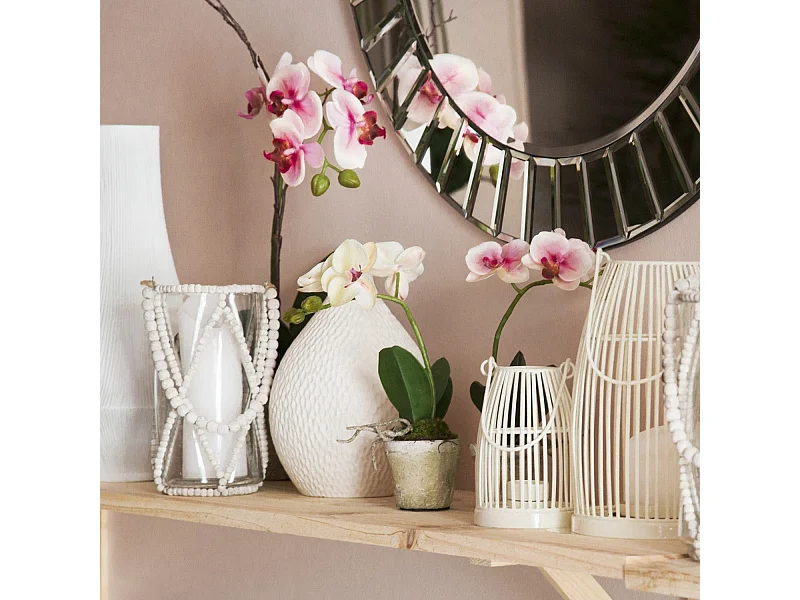 Composition d'Orchidée Artificielle Sina Petit format - Rose / 28 cm