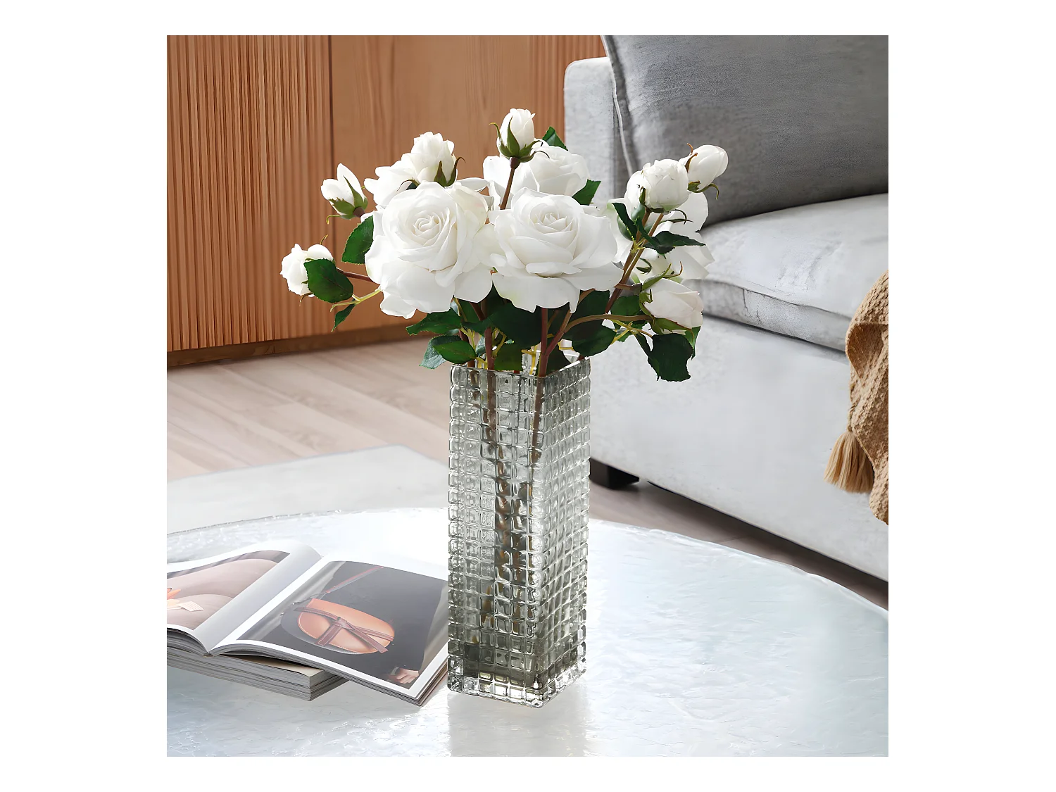 Tige de Rose Avec Bourgeon - Blanc / 53 cm