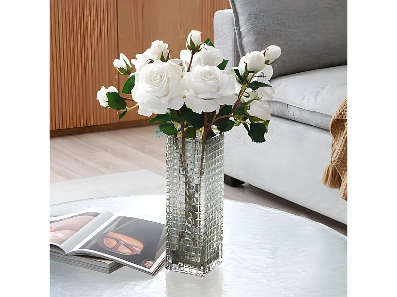 Tige de Rose Avec Bourgeon - Blanc / 53 cm