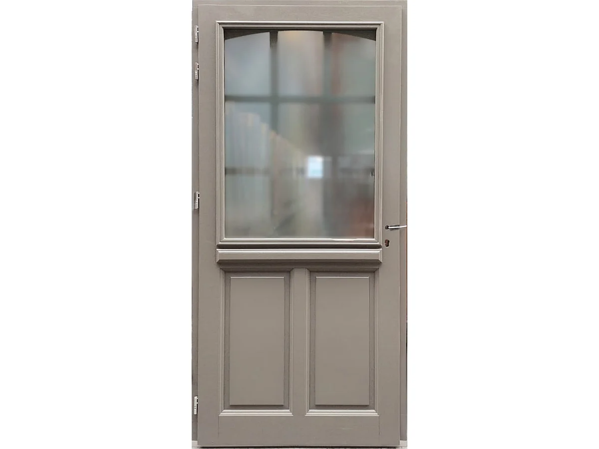Porte D'entrée Bois Vitrée Alban Gris Ral 7039, H.215xl.90 Côte Tableau P.droit Gd Menuiseries