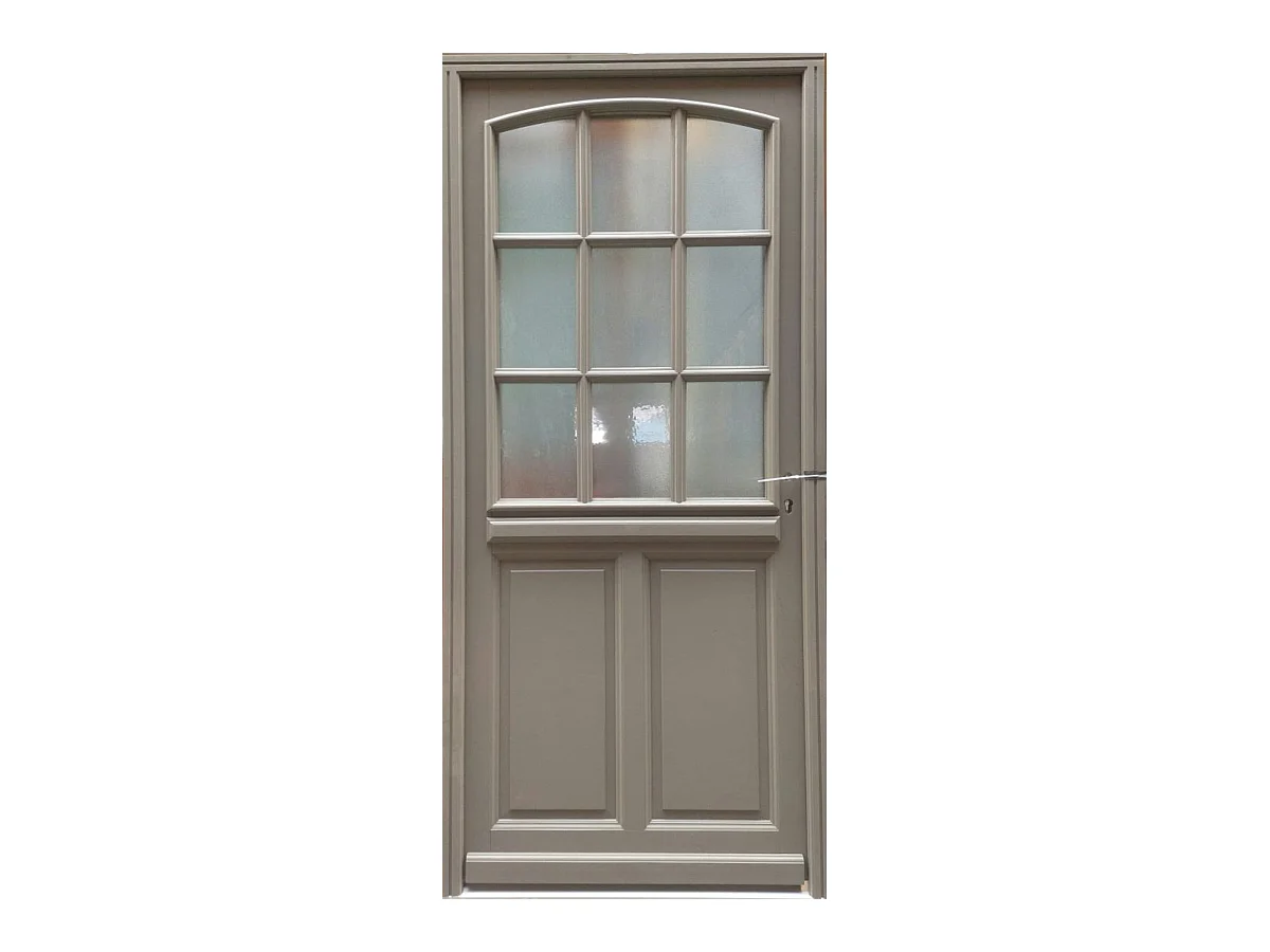 Porte d'entrée Bois vitrée, Alban Gris RAL 7039, H,215xl,90 p,gauche Cotes Tableau