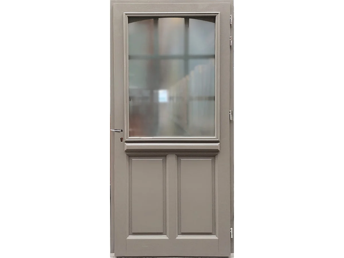 Porte D'entrée Bois Vitrée Alban Gris Quartz, H215 X L90 Cm Côte Tableau P. Gauche Gd Menuiseries