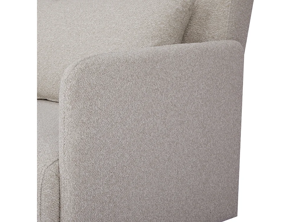 Belushi - Fauteuil convertible en tissu bouclette pieds bois clair - Écru