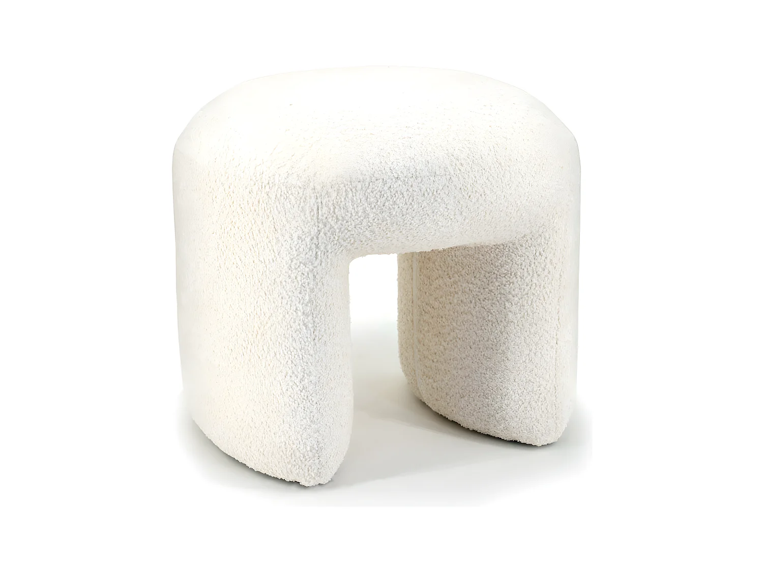 Sahi - Pouf en tissu bouclette - Beige