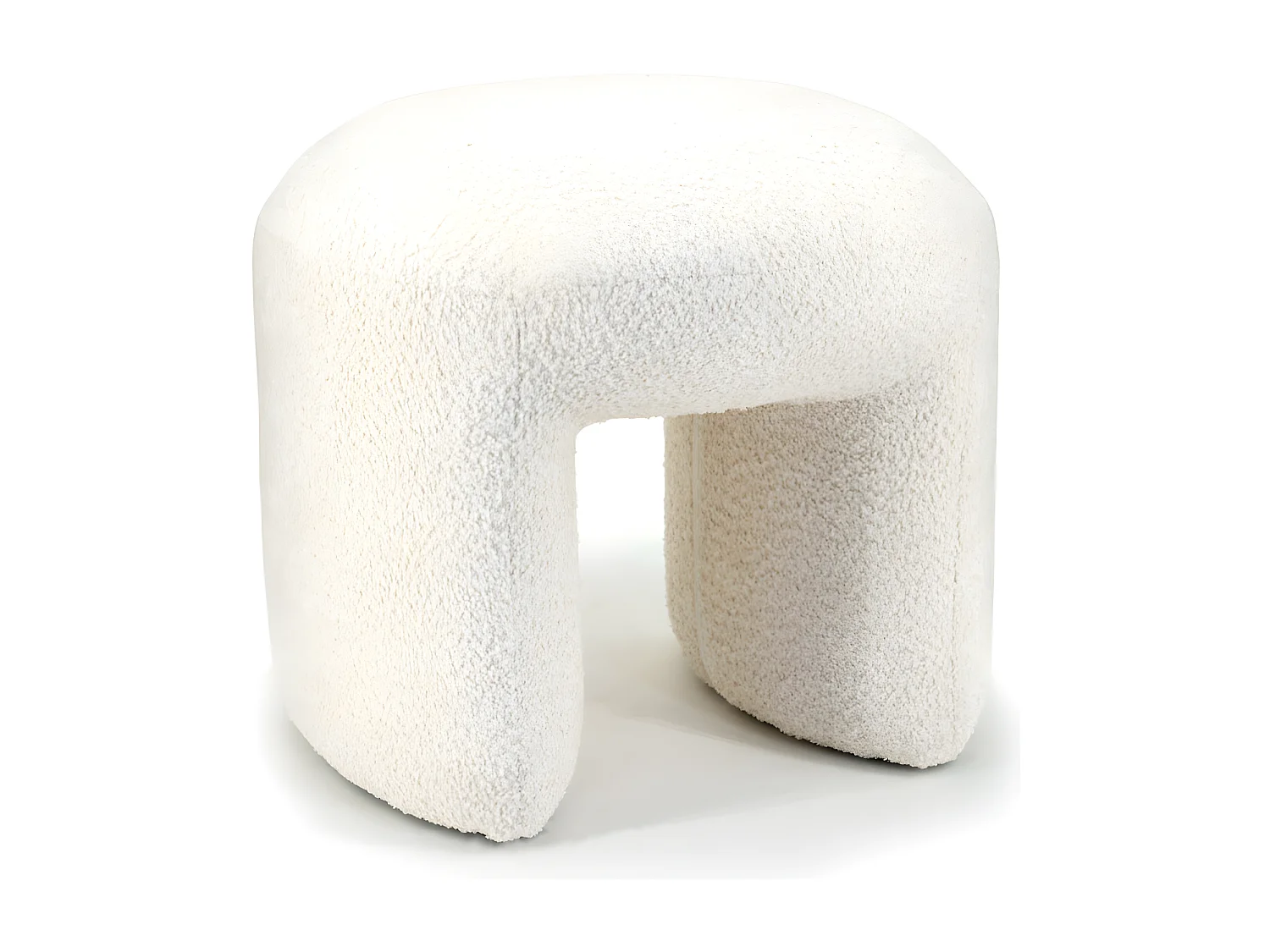 Sahi - Pouf en tissu bouclette - Beige