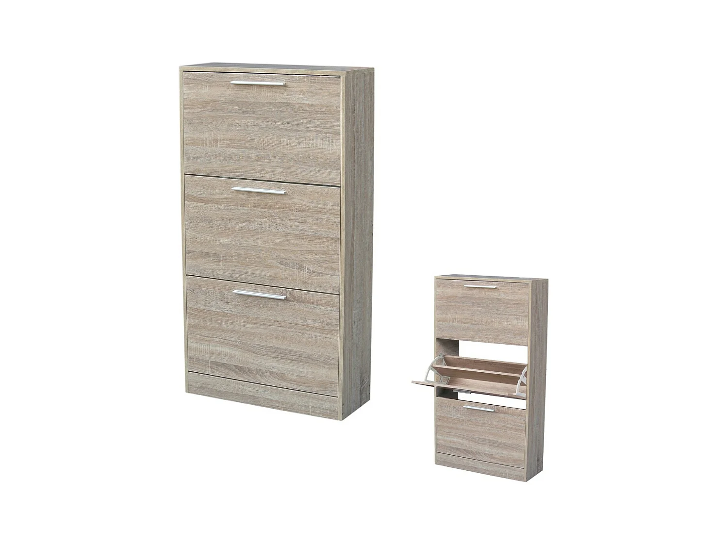 Meuble à chaussures style rustique – Coloris chêne foncé – 63x24x117 cm – Collection REFLEXIO