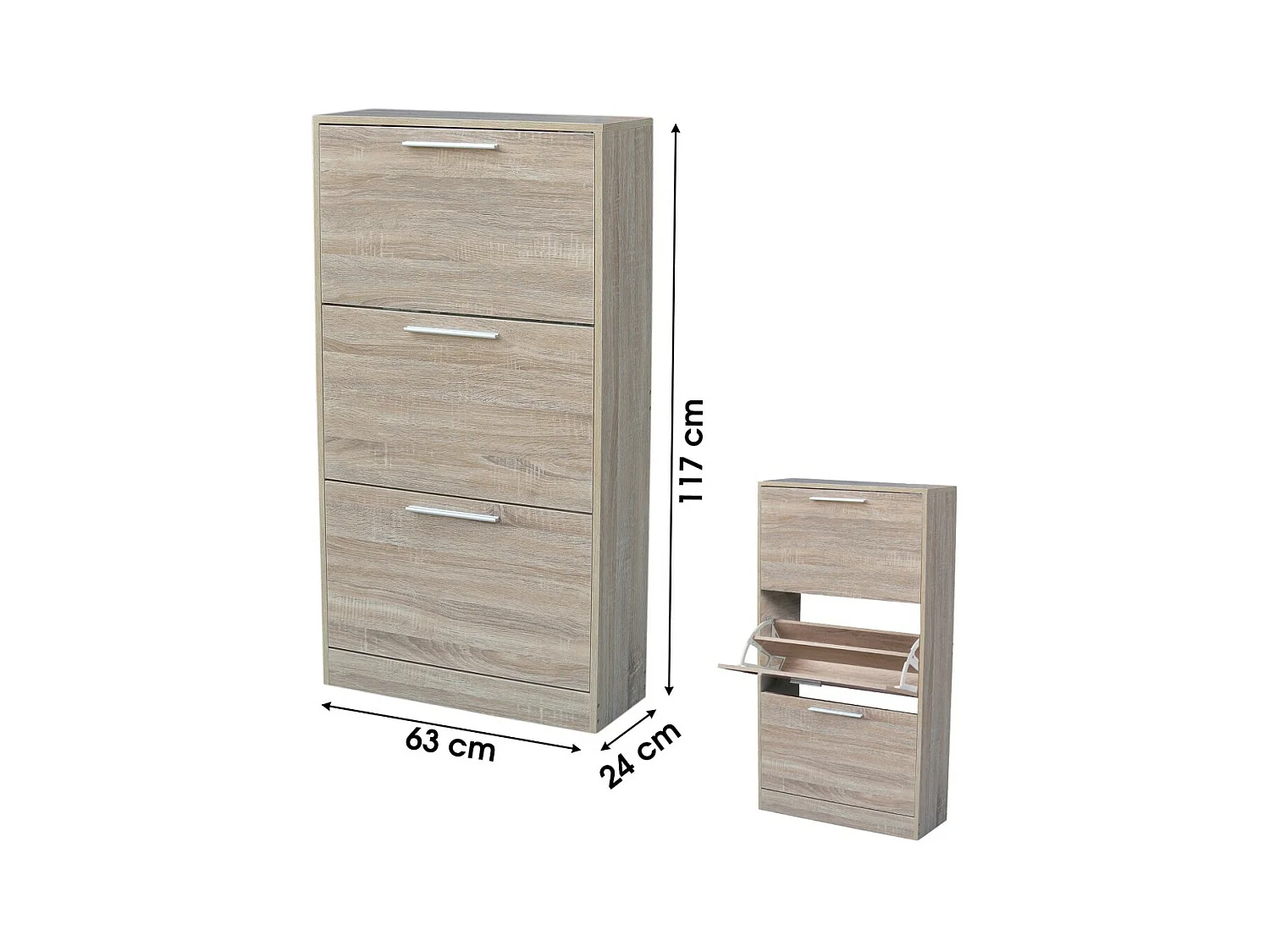 Meuble à chaussures style rustique – Coloris chêne foncé – 63x24x117 cm – Collection REFLEXIO