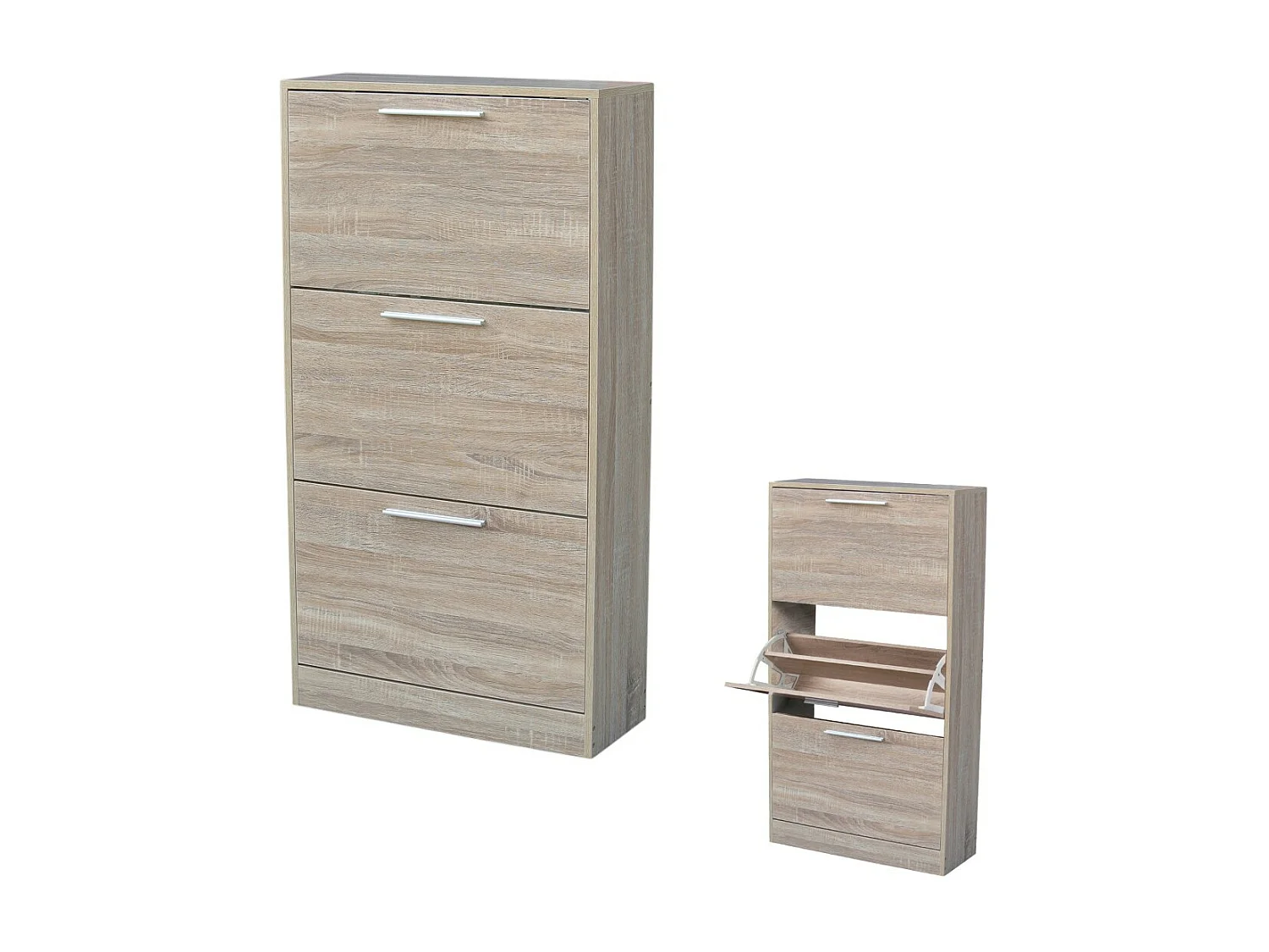 Meuble à chaussures style rustique – Coloris chêne foncé – 63x24x117 cm – Collection REFLEXIO