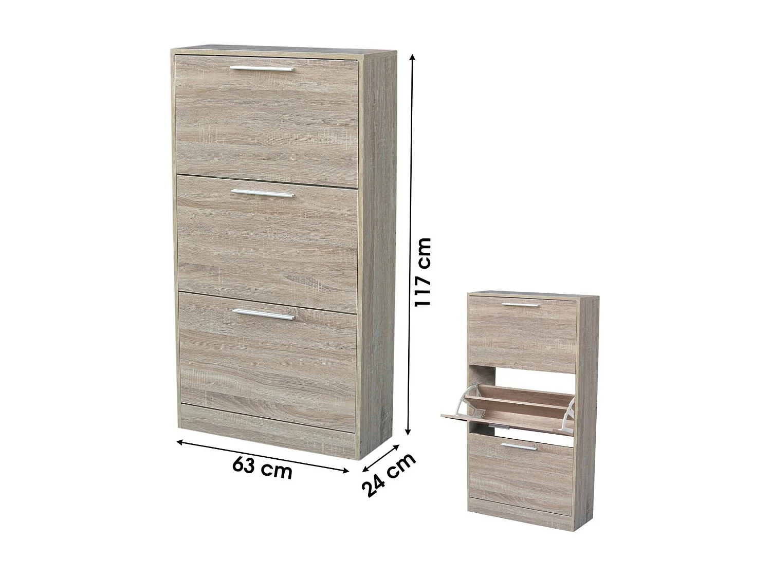 Meuble à chaussures style rustique – Coloris chêne foncé – 63x24x117 cm – Collection REFLEXIO