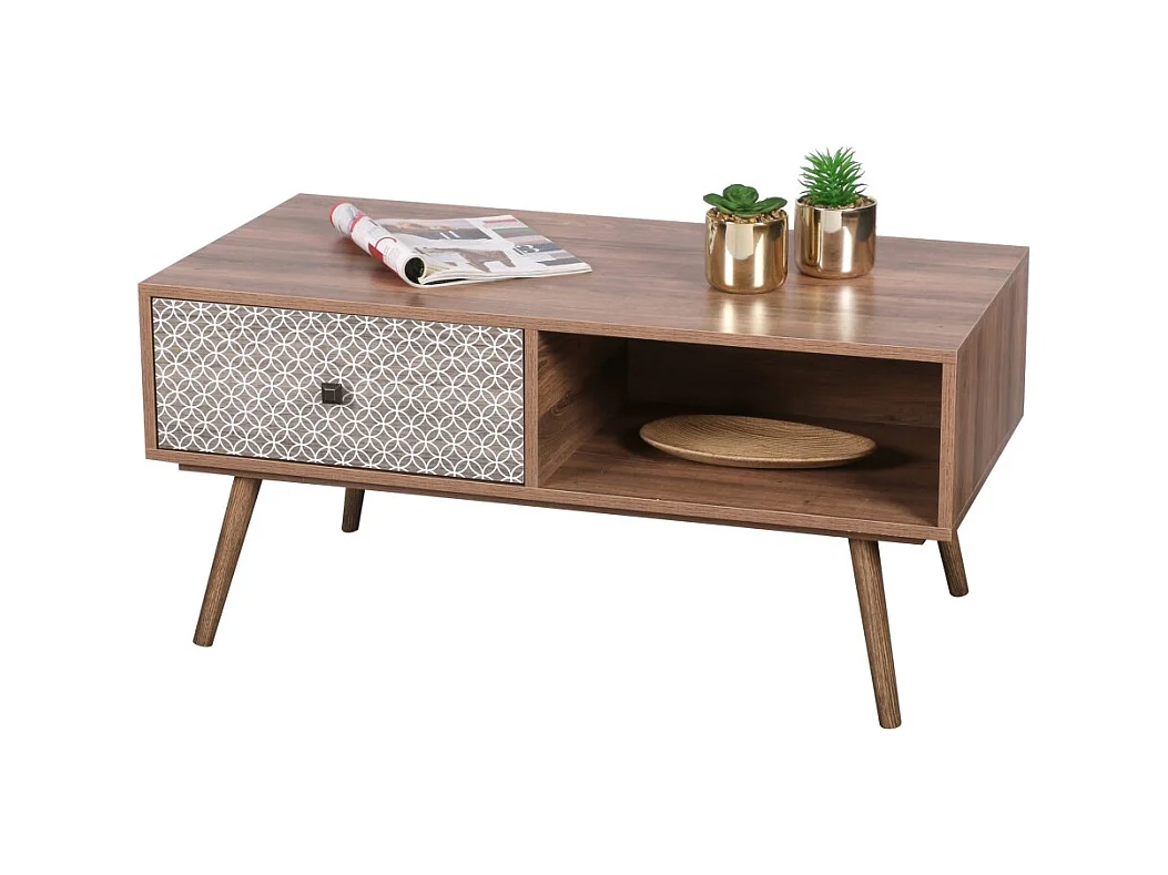 Table basse avec un tiroir de style scandinave 100x50x47 cm