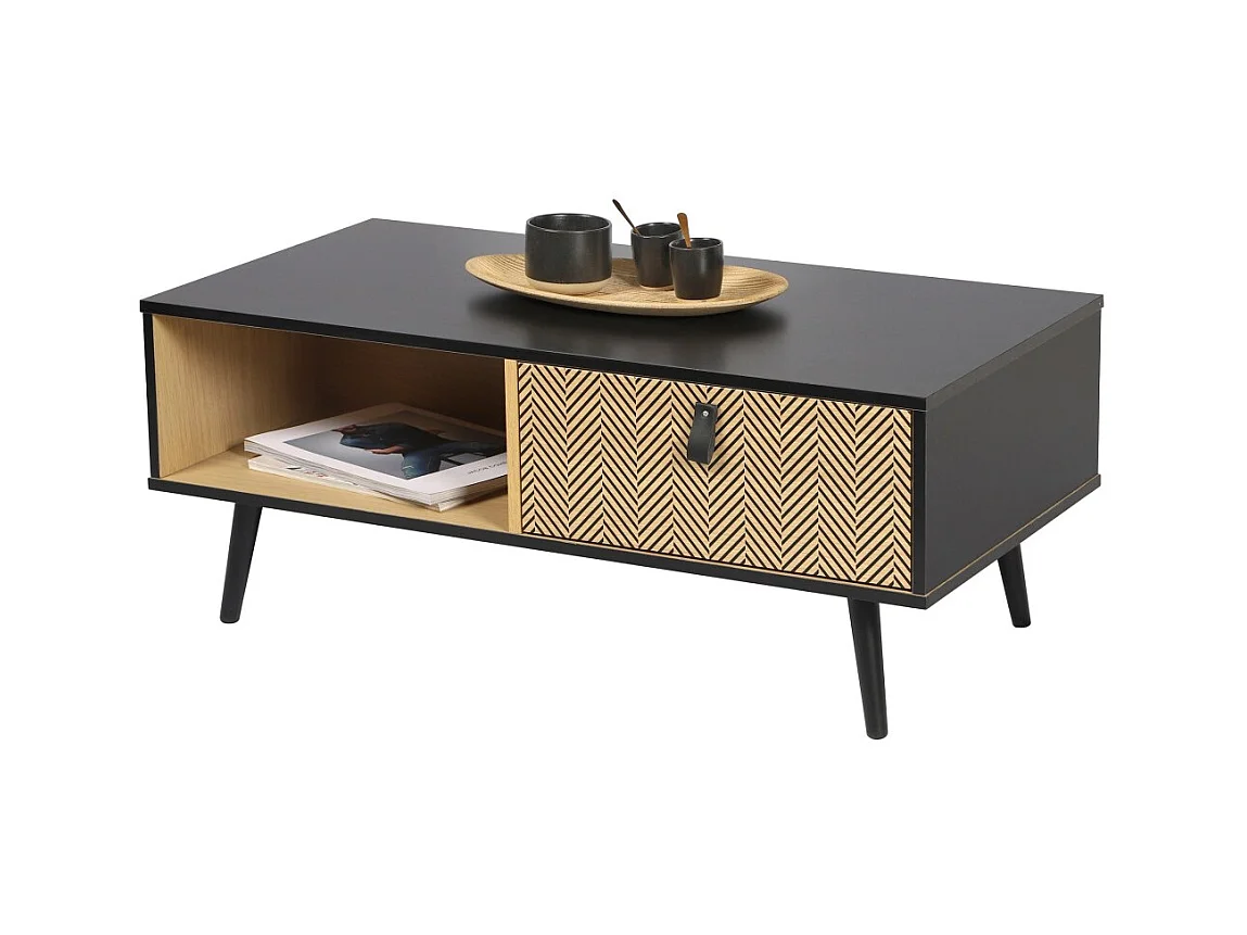 Salontafel met lade in een modern en design stijl - Collectie BRISTOL 100x50x40 cm