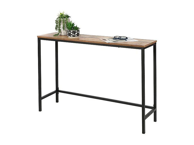 Console d'entrée style classique – Structure en métal noir, coloris chêne vieilli – 105x30x75 cm – Collection OAKLANDER