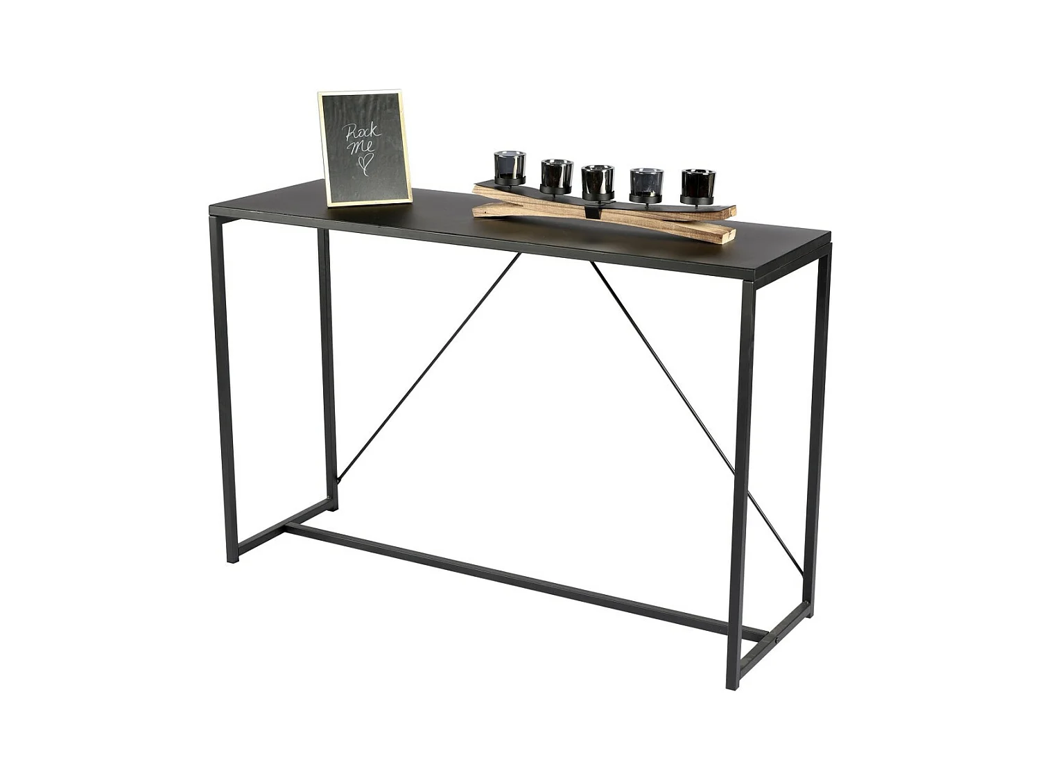 Console d'entrée style industriel collection SOHO – Structure en métal noir, coloris noir, dimensions 120x39x79 cm