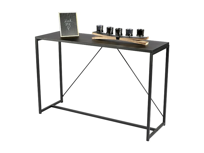 Industriële stijl console uit de SOHO collectie - Structuur in zwart metaal, zwarte kleur, afmetingen 120x39x79 cm