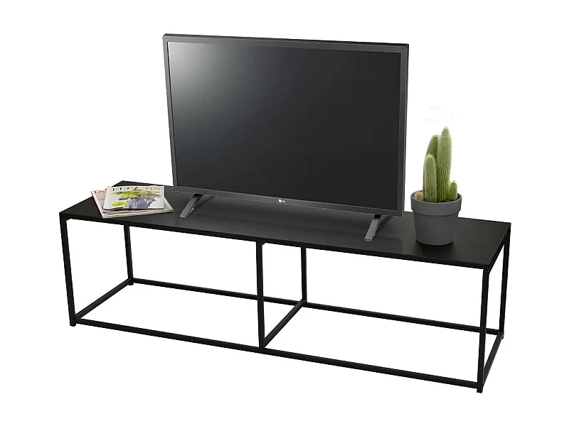 Tv-meubel in industriële stijl uit de SOHO-collectie - Kleur zwart, afmetingen 140x40xH40 cm