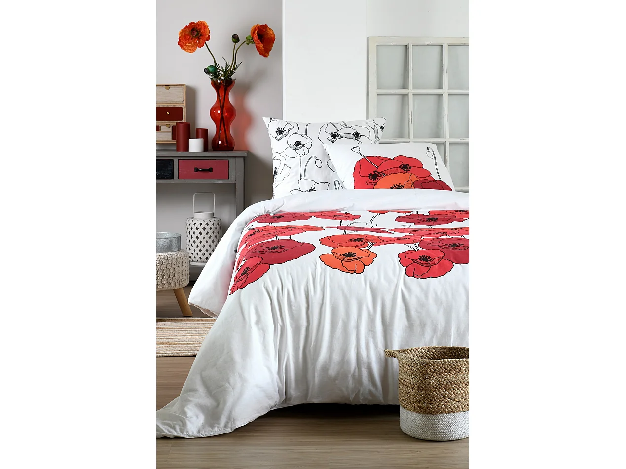 Housse couette + 2 taies 220 x 240 cm Diane fleurie