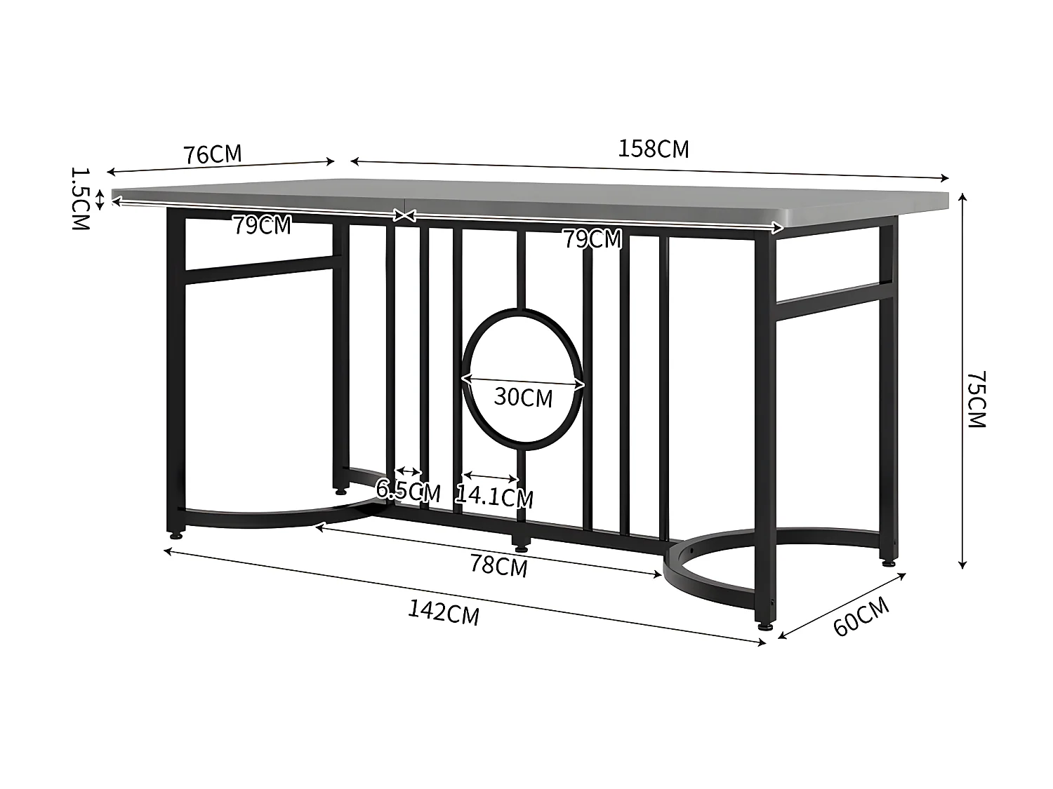 Stół jadalny w stylu industrialnym 158x76x75 cm - Szary