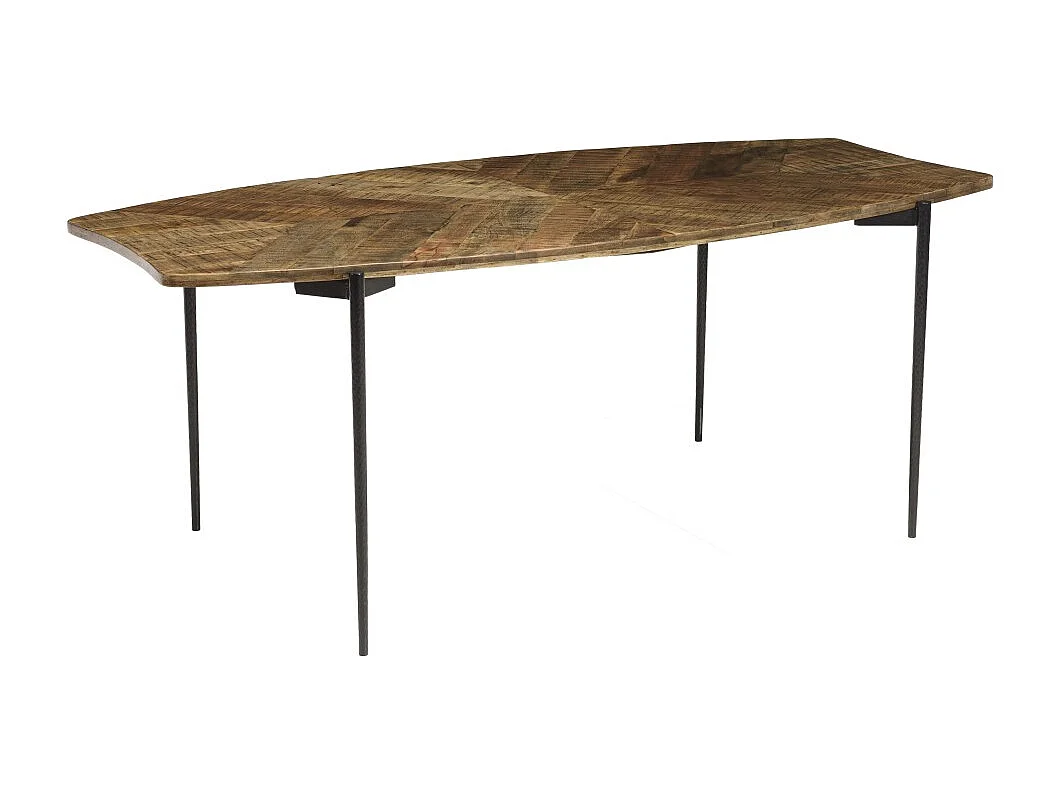KIARA - Table à manger bords concaves 200x100cm bois recyclé