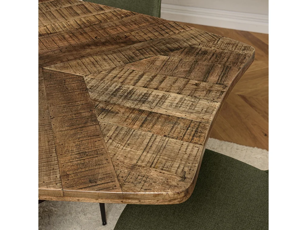 KIARA - Table à manger bords concaves 200x100cm bois recyclé