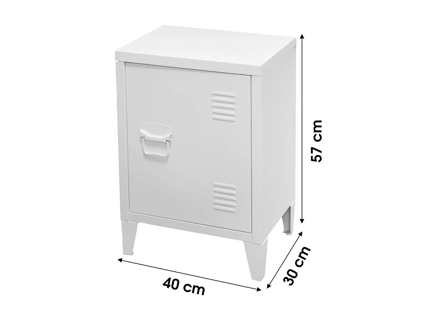 Metalen nachtkastje uit de LOFT collectie met 1 deur - Industriële stijl, afmetingen 40x30x57 cm, kleur wit