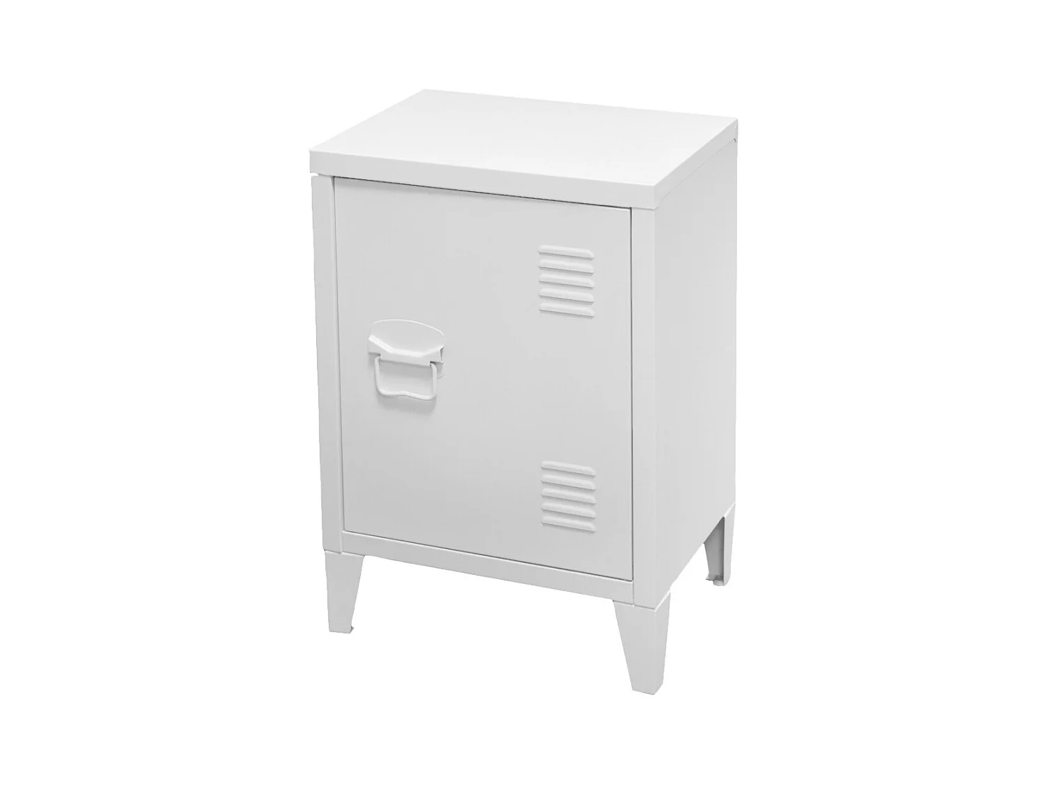 Table de chevet en métal collection LOFT avec 1 porte – Style industriel, dimensions 40x30x57 cm, coloris blanc