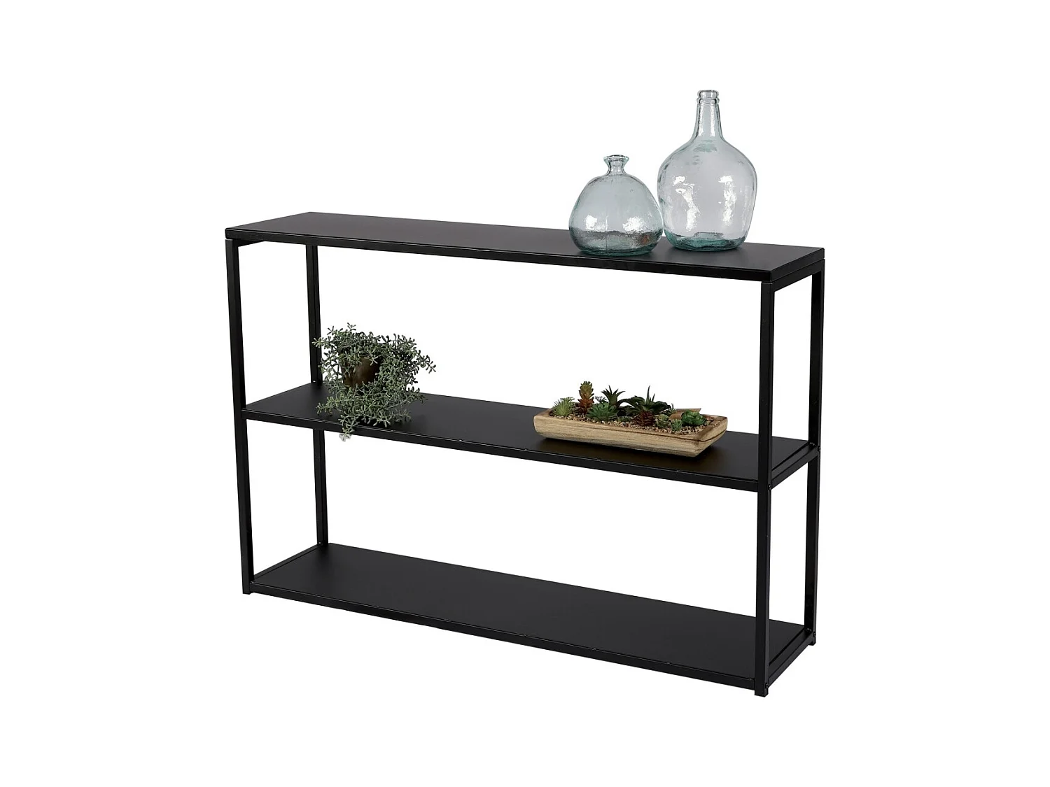 Kleine open boekenkast met 3 niveaus uit de SOHO-collectie - Kleur zwart, afmetingen 120x33x80 cm