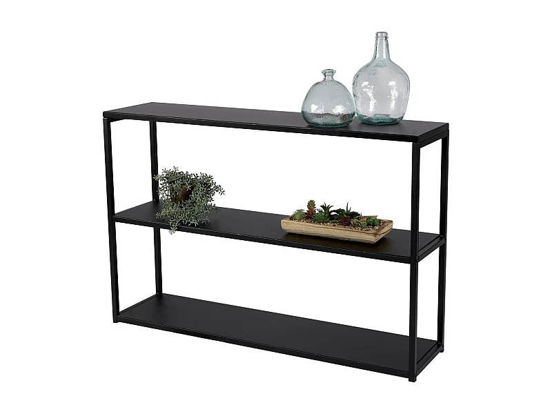 Pequeña biblioteca abierta de 3 niveles colección SOHO – Color negro, dimensiones 120x33x80 cm