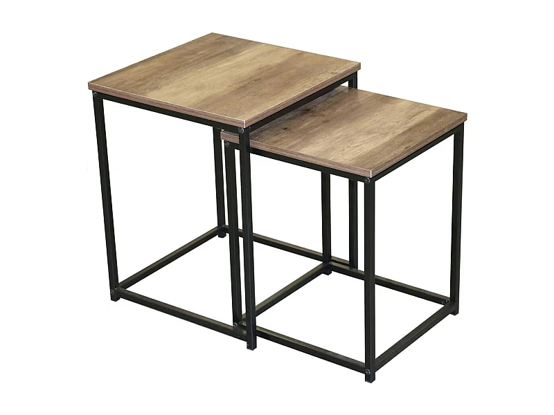 Ensemble 2 tables d'appoint gigognes JAYCE – Carrées – Style rustique – 40x40 et 35x35 cm
