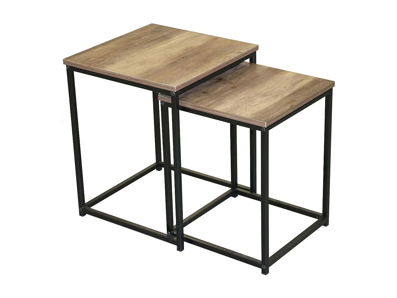 Ensemble 2 tables d'appoint gigognes JAYCE – Carrées – Style rustique – 40x40 et 35x35 cm
