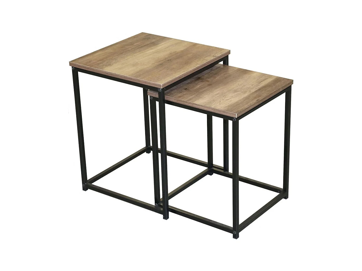 Ensemble 2 tables d'appoint gigognes JAYCE – Carrées – Style rustique – 40x40 et 35x35 cm