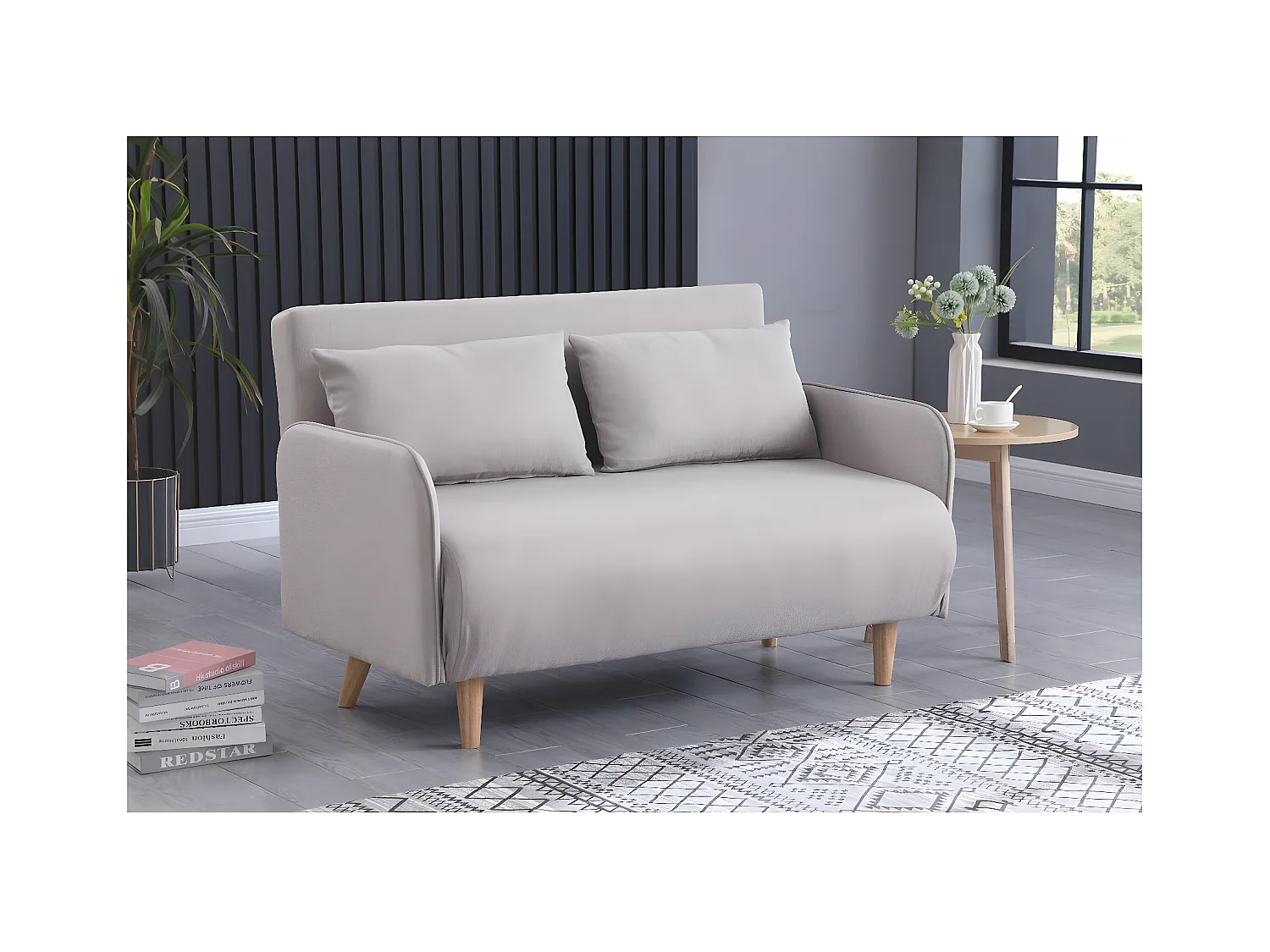 Canapé convertible depliant - 2 places - "Panam" - Beige