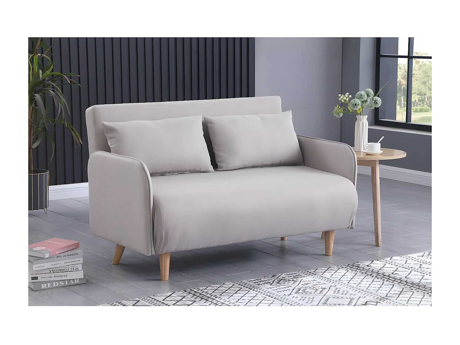 Canapé convertible depliant - 2 places - "Panam" - Beige