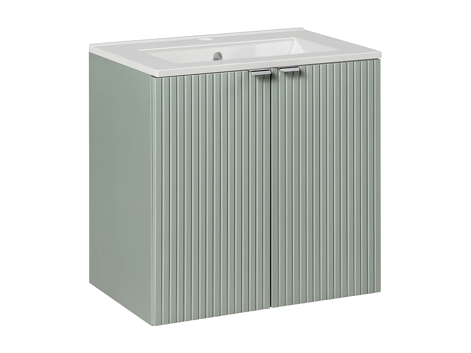 Groen en hout Jade enkel wastafelmeubel met 2-deurs 60cm inbouwwastafel en voetstuk