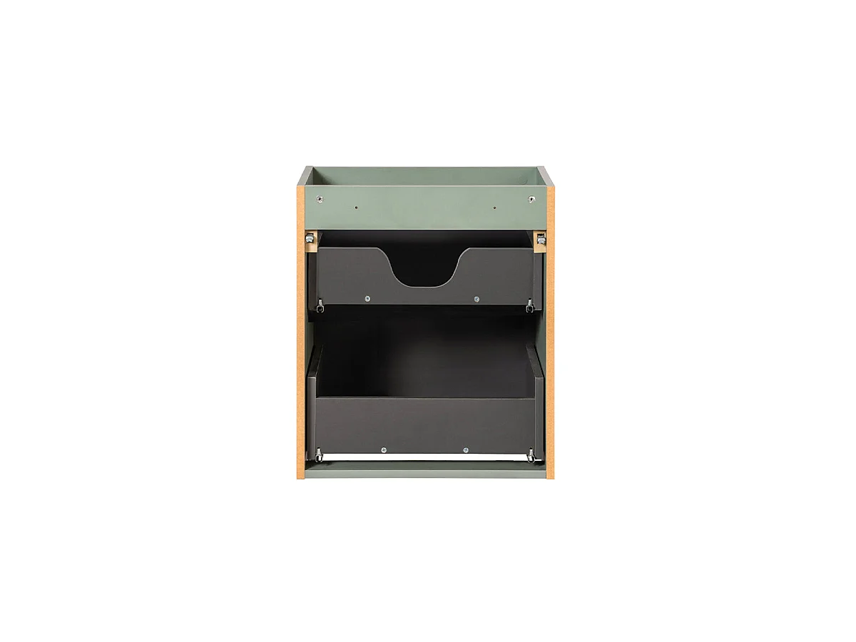 Ensemble meuble simple vasque 50cm 2 tiroirs et colonne Jade Vert et Bois