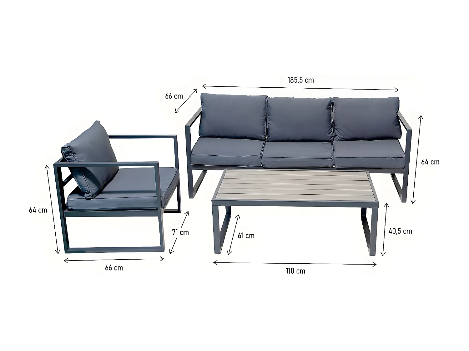 Tuinbankstel van aluminium "Adela" - 5 plaatsen - Elegant grijs