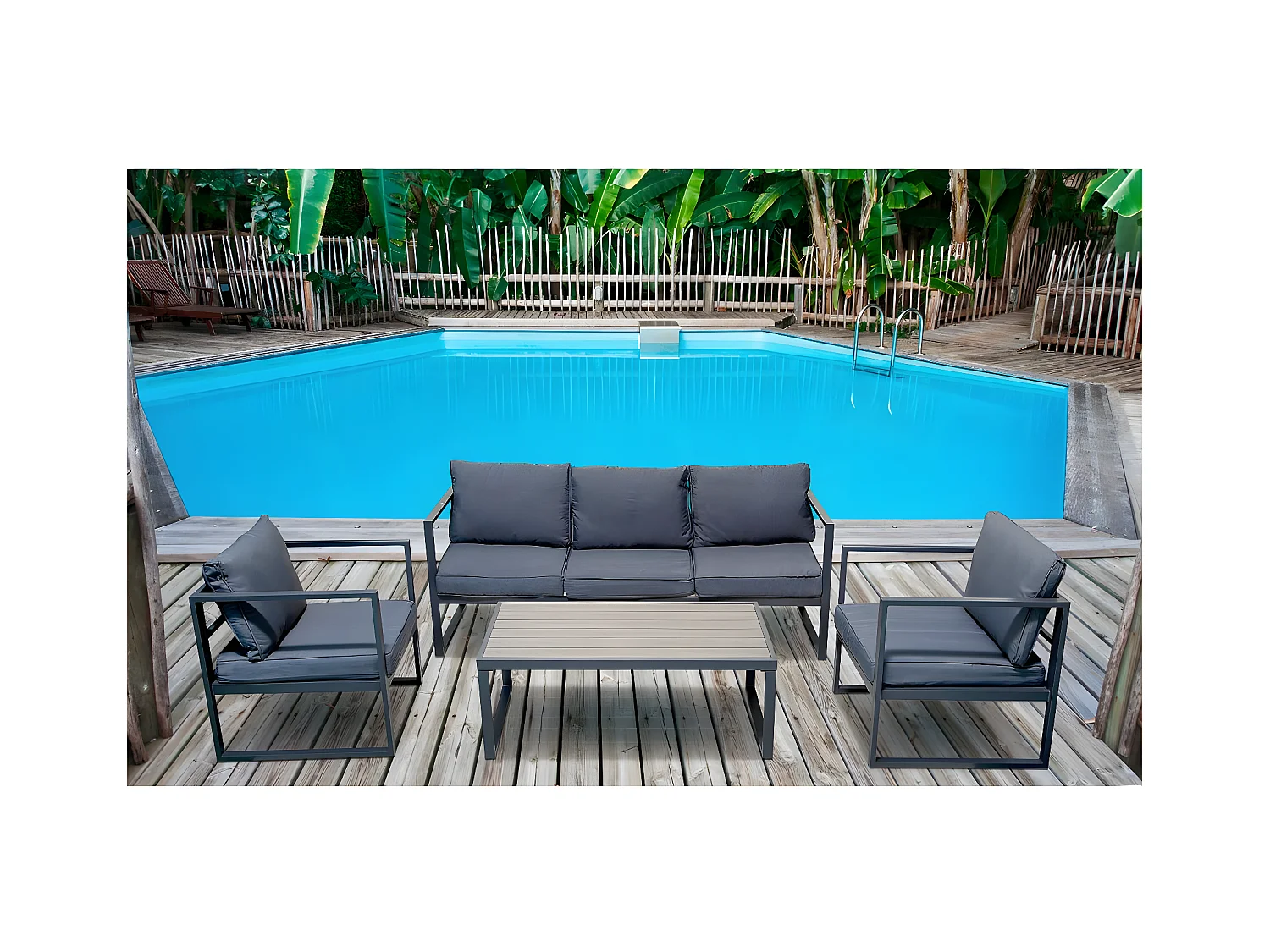 Salon de jardin en aluminium "Adela" - 5 places - Gris