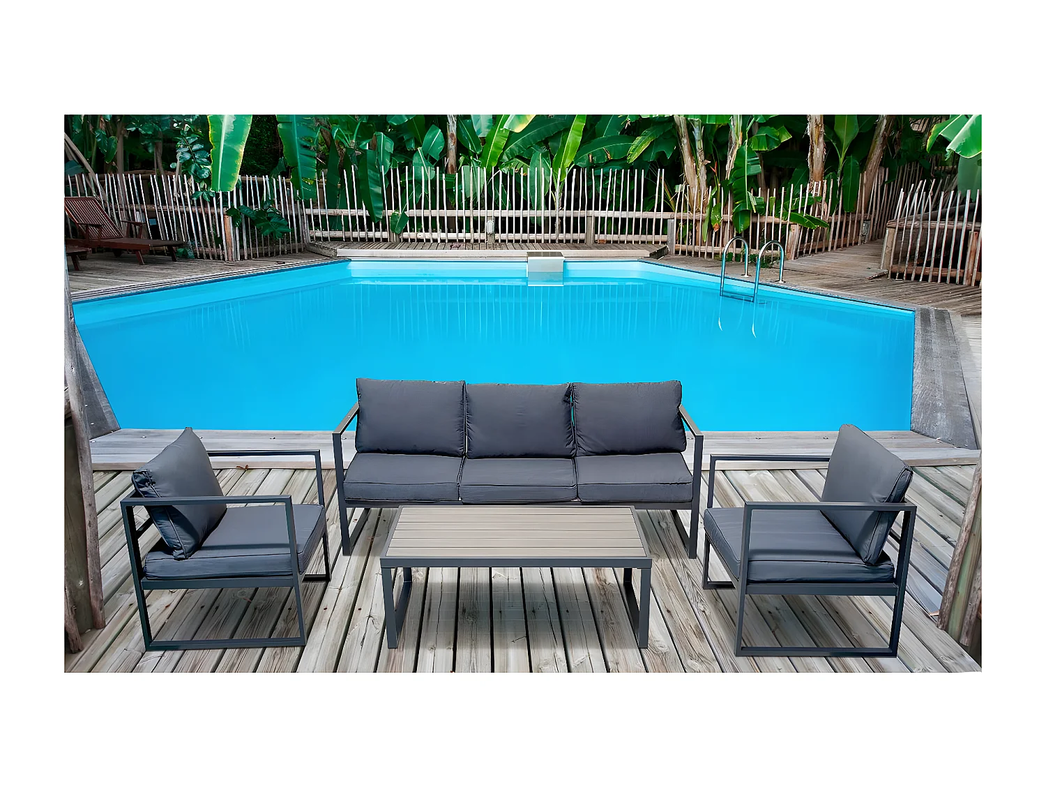 Salon de jardin en aluminium "Adela" - 5 places - Gris