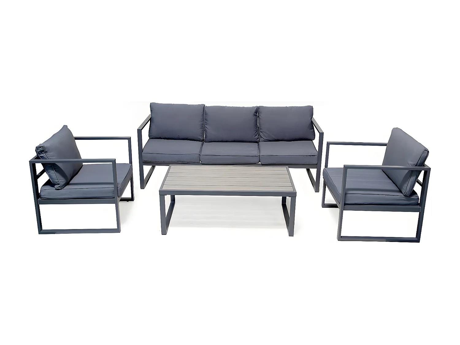 Salon de jardin en aluminium "Adela" - 5 places - Gris