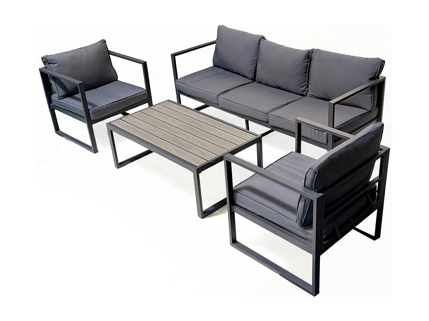 Salon de jardin en aluminium "Adela" - 5 places - Gris