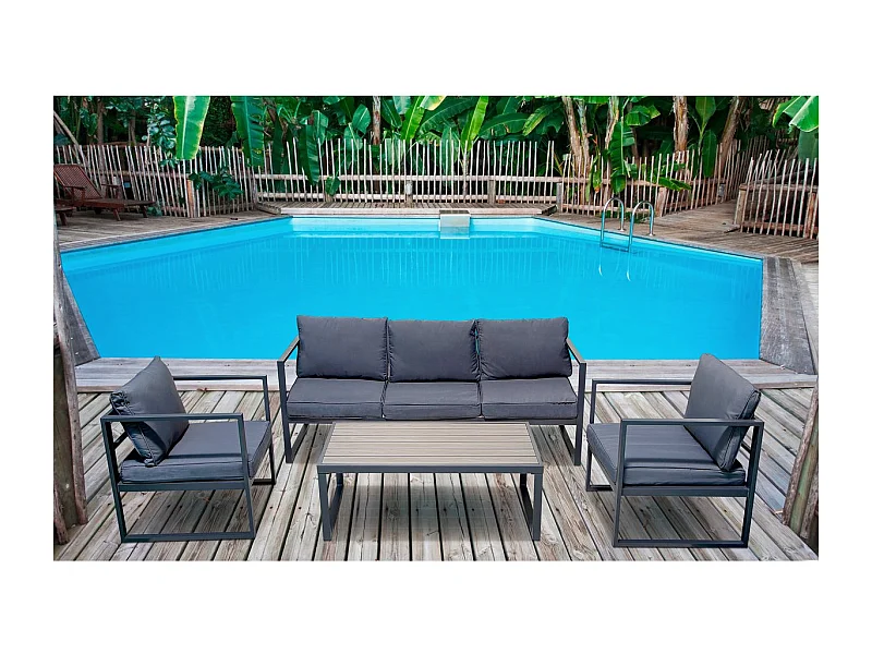 Salon de jardin en aluminium "Adela" - 5 places - Gris