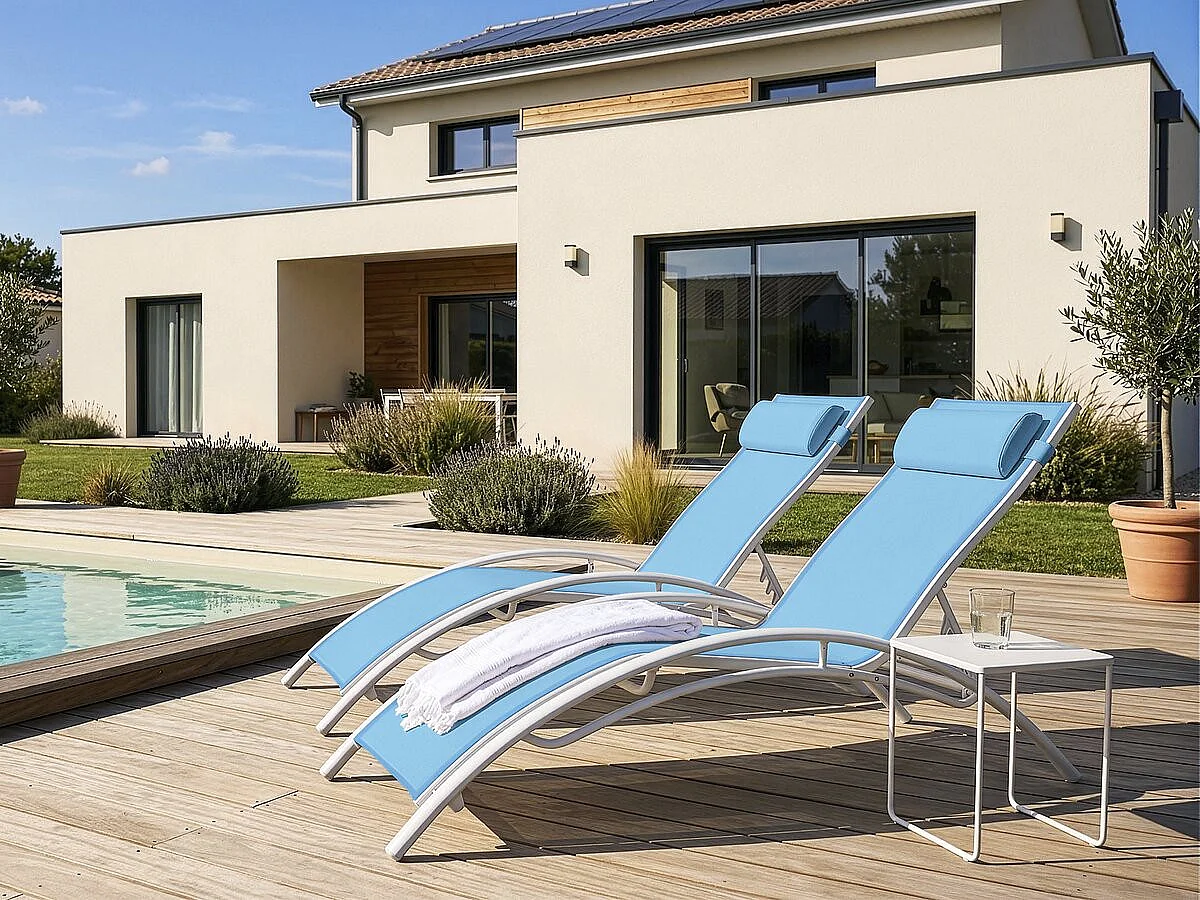 Bain de soleil en aluminium "Beauty" - Phoenix - Bleu - Lot de 2