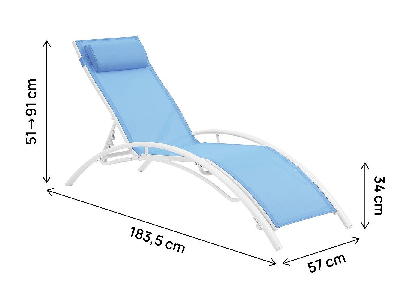 Bain de soleil en aluminium "Beauty" - Phoenix - Bleu - Lot de 2