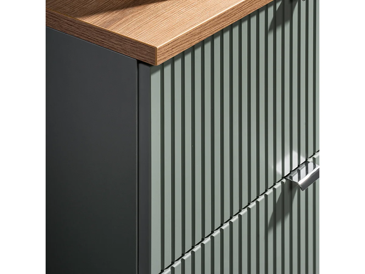 Meuble double vasque 140cm 4 tiroirs Jade Vert et Bois