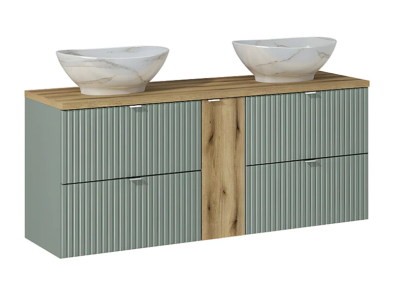 Mueble doble lavabo 140cm 4 cajones Jade Verde y Madera