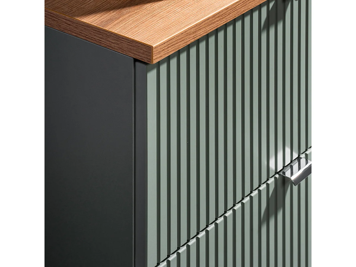 Meuble double vasque 120cm 4 tiroirs Jade Vert et Bois